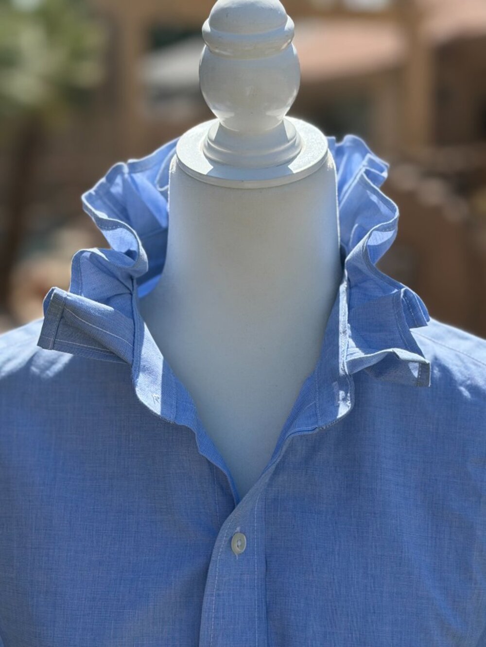 Ruffle Your Upcycle Game: From Men’s Button-Down to Women’s Statement Blouse! ✨ - Picture 2 of 3